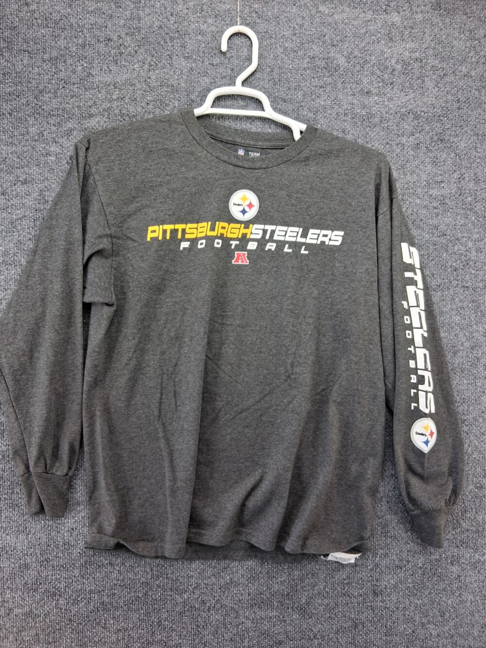 Pittsburgh Steelers Tshirt Mens Large Gray Long Sleeve NFL Team Apparel